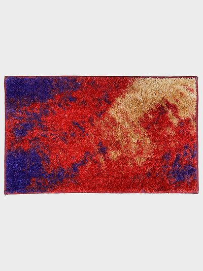 Super Soft Designer Anti Slip Bath Mat <small> (abstract-red/beige)</small>