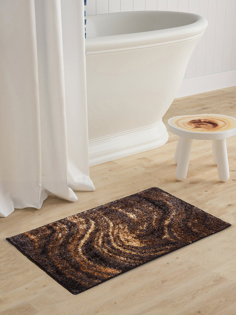 Super Soft Designer Anti Slip Bath Mat <small> (abstract-brown/khaki)</small>