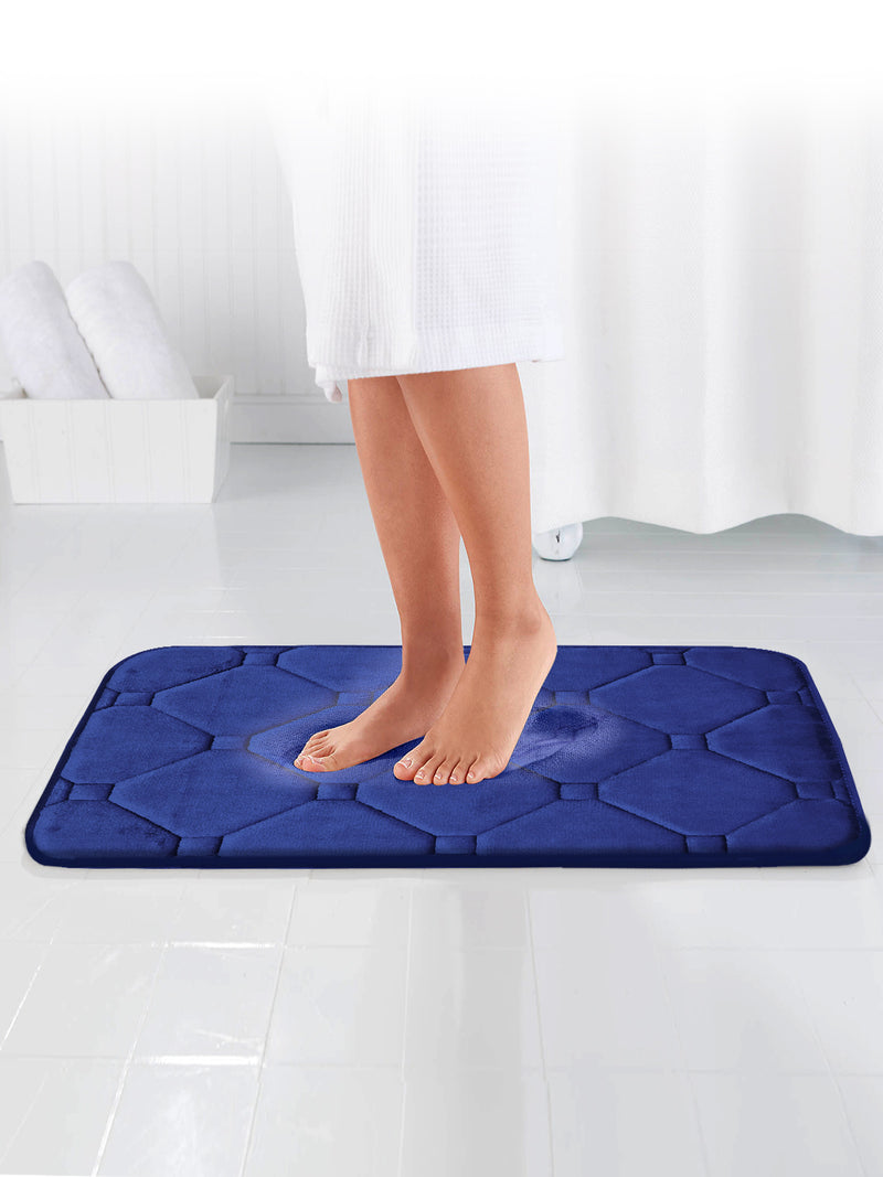Memory Foam Anti Slip Bath Mat <small> (checks-navy)</small>