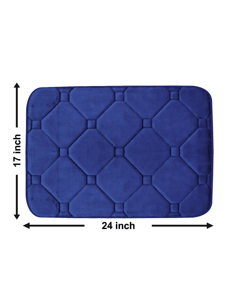 Memory Foam Anti Slip Bath Mat <small> (checks-navy)</small>