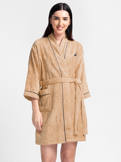 Luxurious Ultra Soft Bath Robe <small> (solid-Beige)</small>