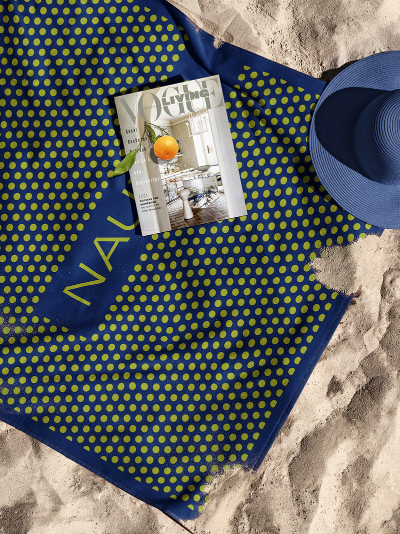 Designer 100% Cotton Beach & Bath Towel <small> (polka dot-green/blue)</small>
