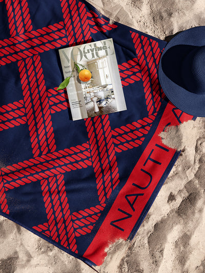 Designer 100% Cotton Beach & Bath Towel <small> (checks-red/navy)</small>
