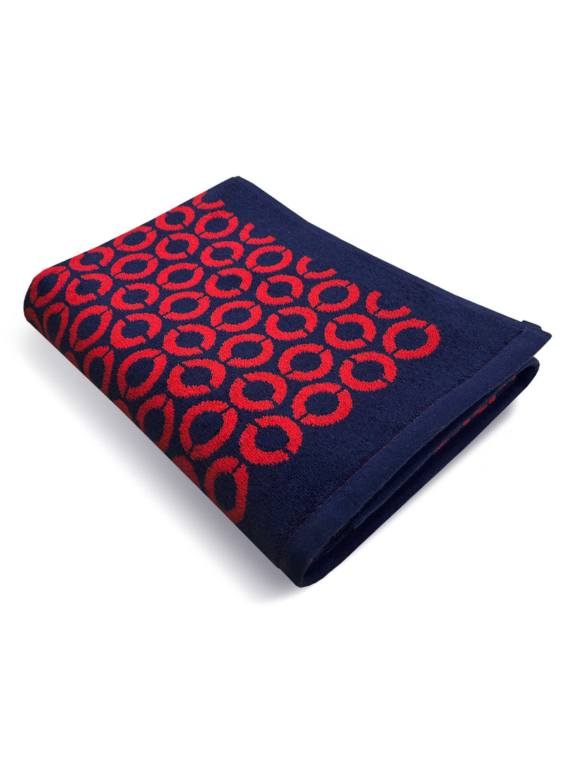 Designer 100% Cotton Beach & Bath Towel <small> (geometrical-red/navy)</small>