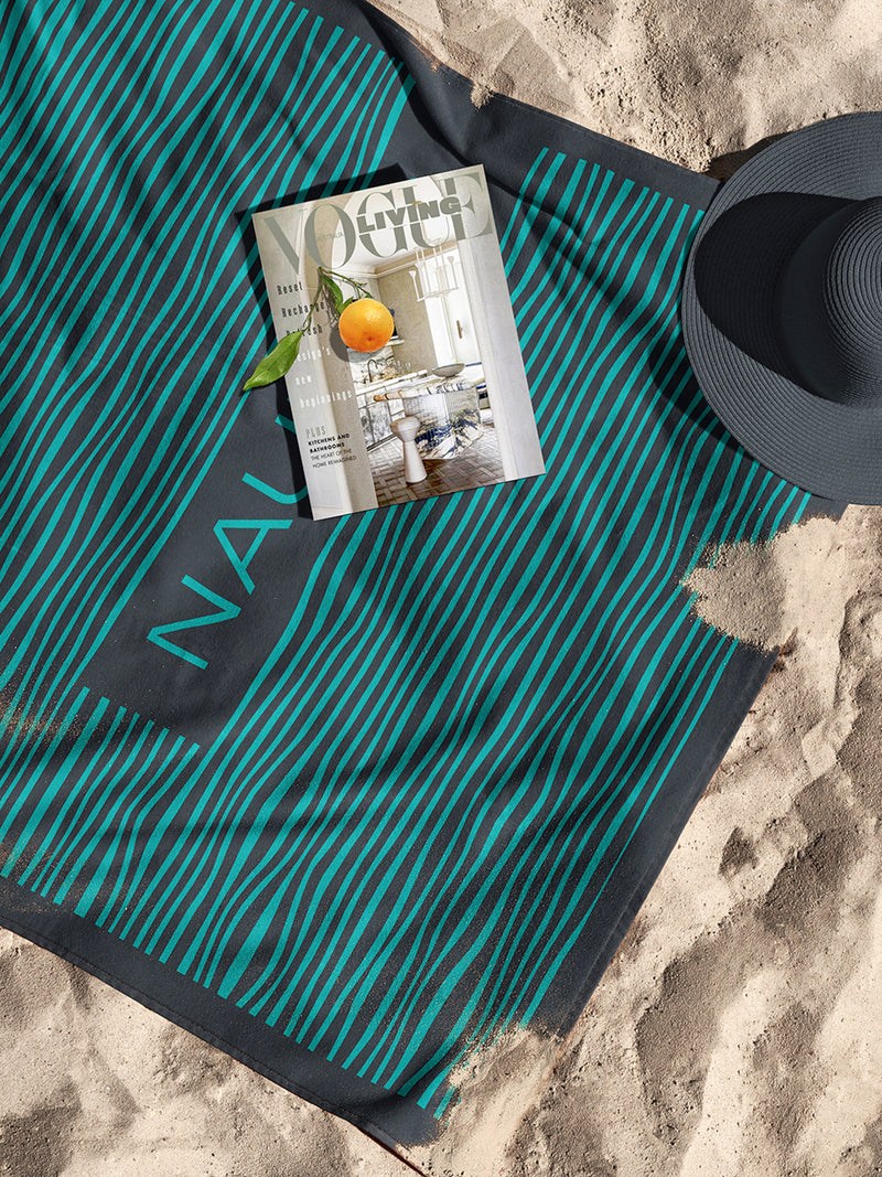Designer 100% Cotton Beach & Bath Towel <small> (abstract-teal/grey)</small>