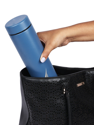 Sleek Insulated Travel Bottle: 24-Hour Hot & Cold Thermos/Flask <small> (titanium solid-blue)</small>