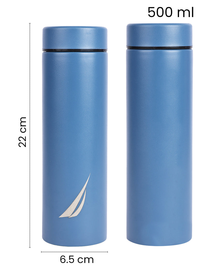 Sleek Insulated Travel Bottle: 24-Hour Hot & Cold Thermos/Flask <small> (titanium solid-blue)</small>