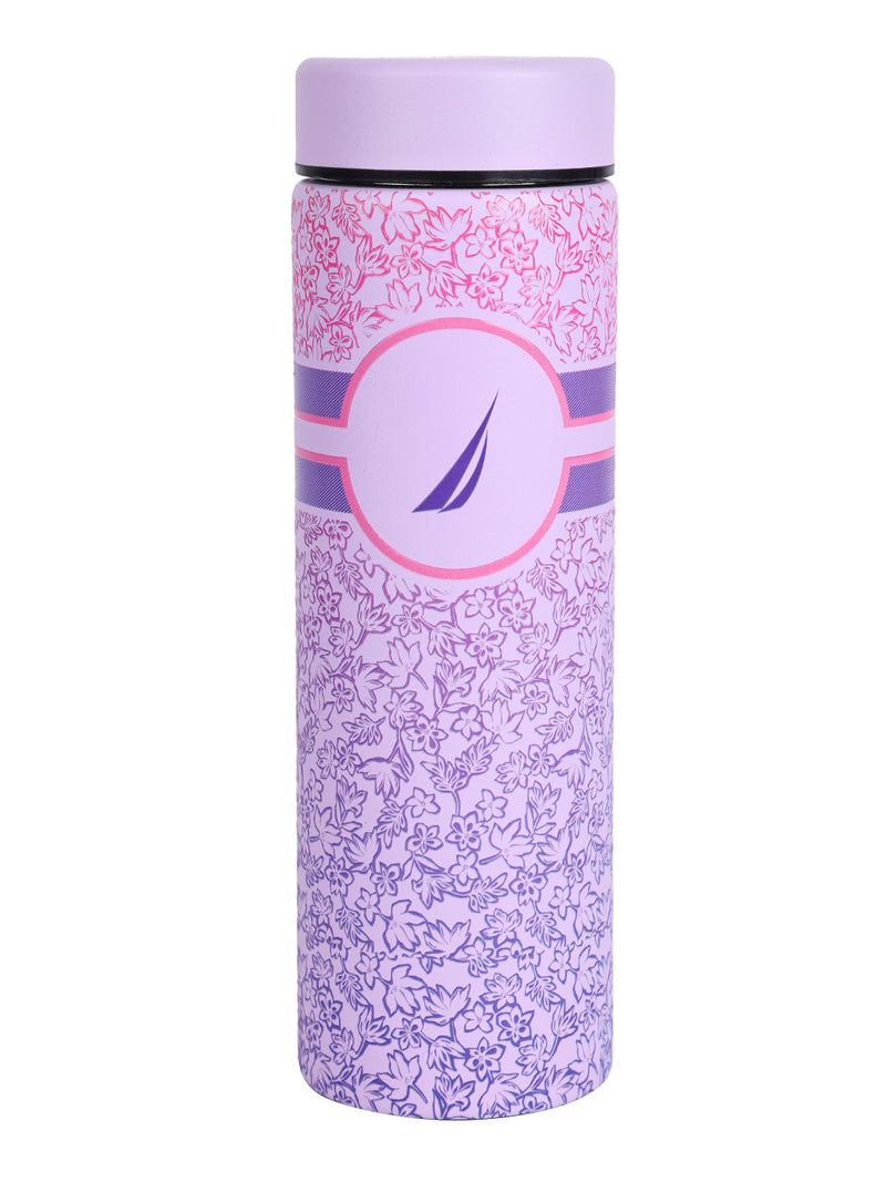 Sleek Insulated Travel Bottle: 24-Hour Hot & Cold Thermos/Flask <small> (titanium prtd-violet/pink)</small>