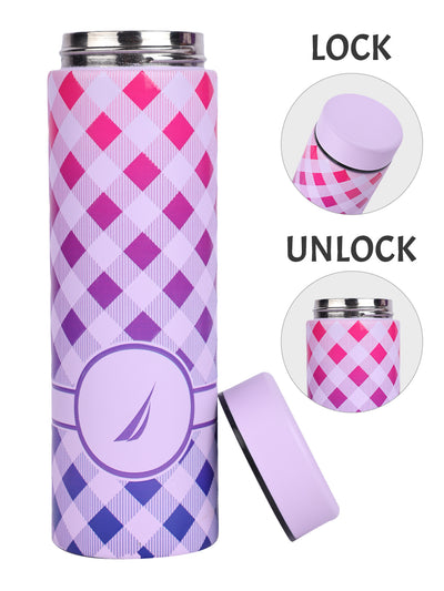 Sleek Insulated Travel Bottle: 24-Hour Hot & Cold Thermos/Flask <small> (titanium prtd-violet/blue)</small>