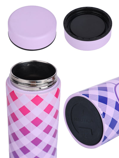 Sleek Insulated Travel Bottle: 24-Hour Hot & Cold Thermos/Flask <small> (titanium prtd-violet/blue)</small>