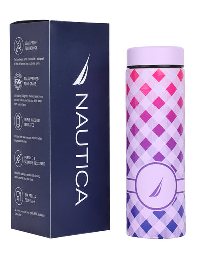 Sleek Insulated Travel Bottle: 24-Hour Hot & Cold Thermos/Flask <small> (titanium prtd-violet/blue)</small>