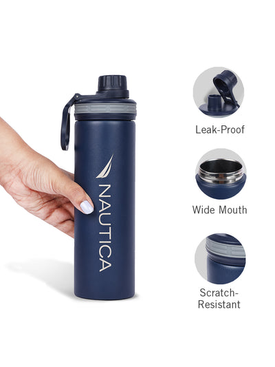 Stylish Triple-Layer Bottle: 24-Hour Insulated Thermos/Flask For Fitness And Sports <small> (texas solid-denimblue)</small>