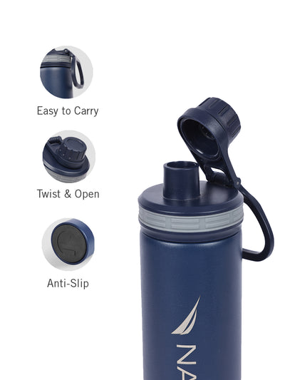 Stylish Triple-Layer Bottle: 24-Hour Insulated Thermos/Flask For Fitness And Sports <small> (texas solid-denimblue)</small>