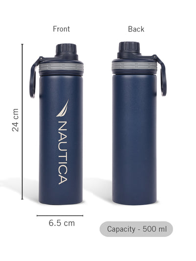 Stylish Triple-Layer Bottle: 24-Hour Insulated Thermos/Flask For Fitness And Sports <small> (texas solid-denimblue)</small>