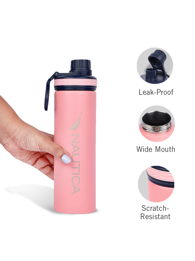 Stylish Triple-Layer Bottle: 24-Hour Insulated Thermos/Flask For Fitness And Sports <small> (texas solid-babypink)</small>