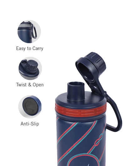 Stylish Triple-Layer Bottle: 24-Hour Insulated Thermos/Flask For Fitness And Sports <small> (texas prtd-navy/red)</small>