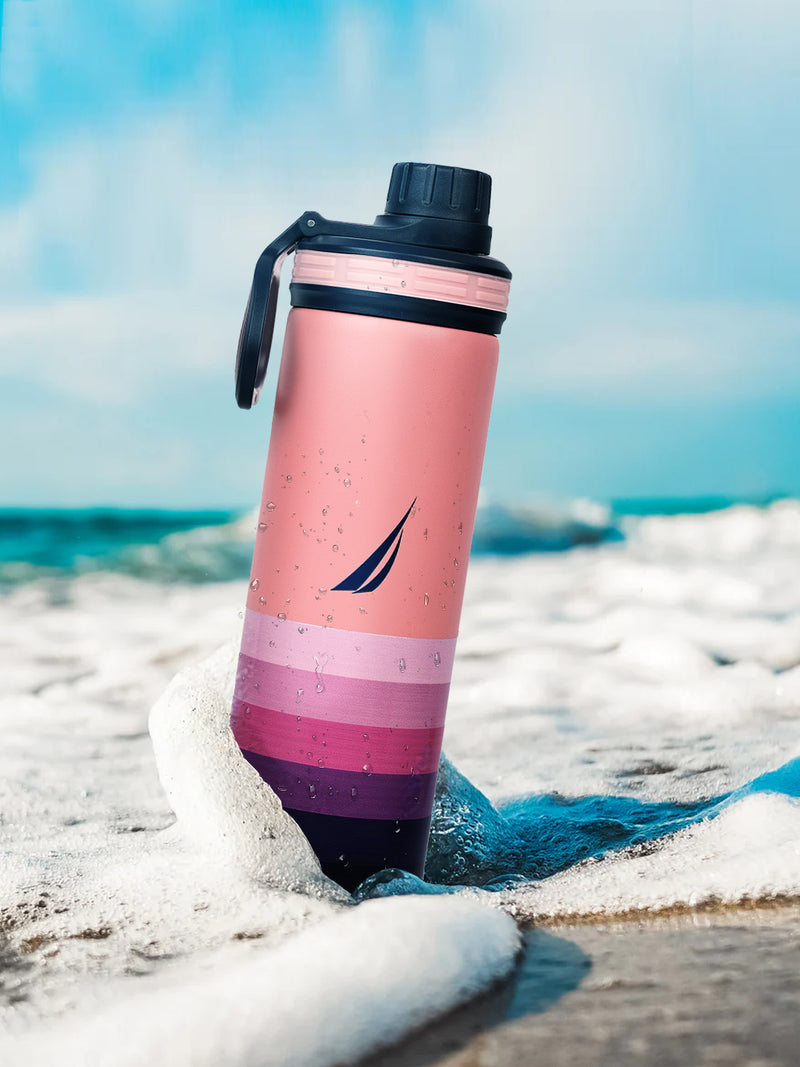 Stylish Triple-Layer Bottle: 24-Hour Insulated Thermos/Flask For Fitness And Sports <small> (texas prtd-b.pink/purple)</small>