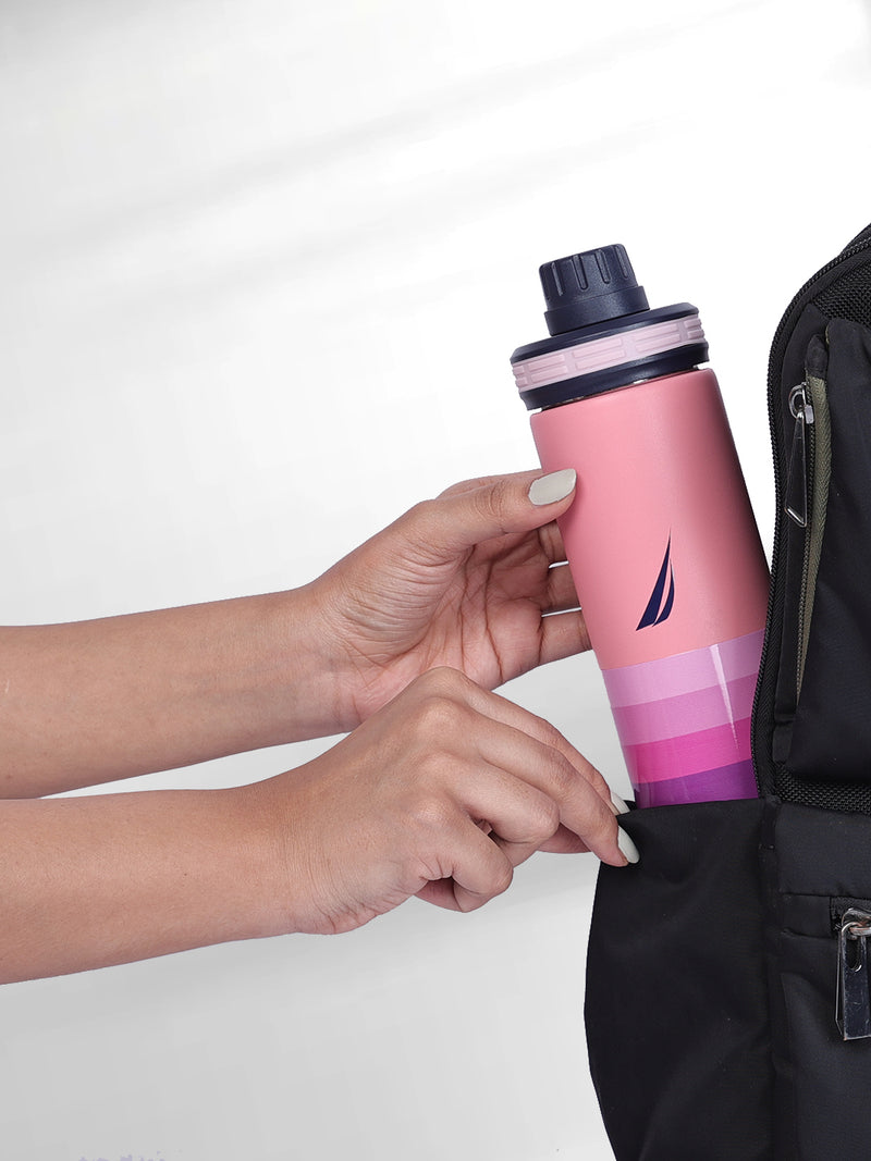 Stylish Triple-Layer Bottle: 24-Hour Insulated Thermos/Flask For Fitness And Sports <small> (texas prtd-b.pink/purple)</small>