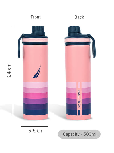 Stylish Triple-Layer Bottle: 24-Hour Insulated Thermos/Flask For Fitness And Sports <small> (texas prtd-b.pink/purple)</small>