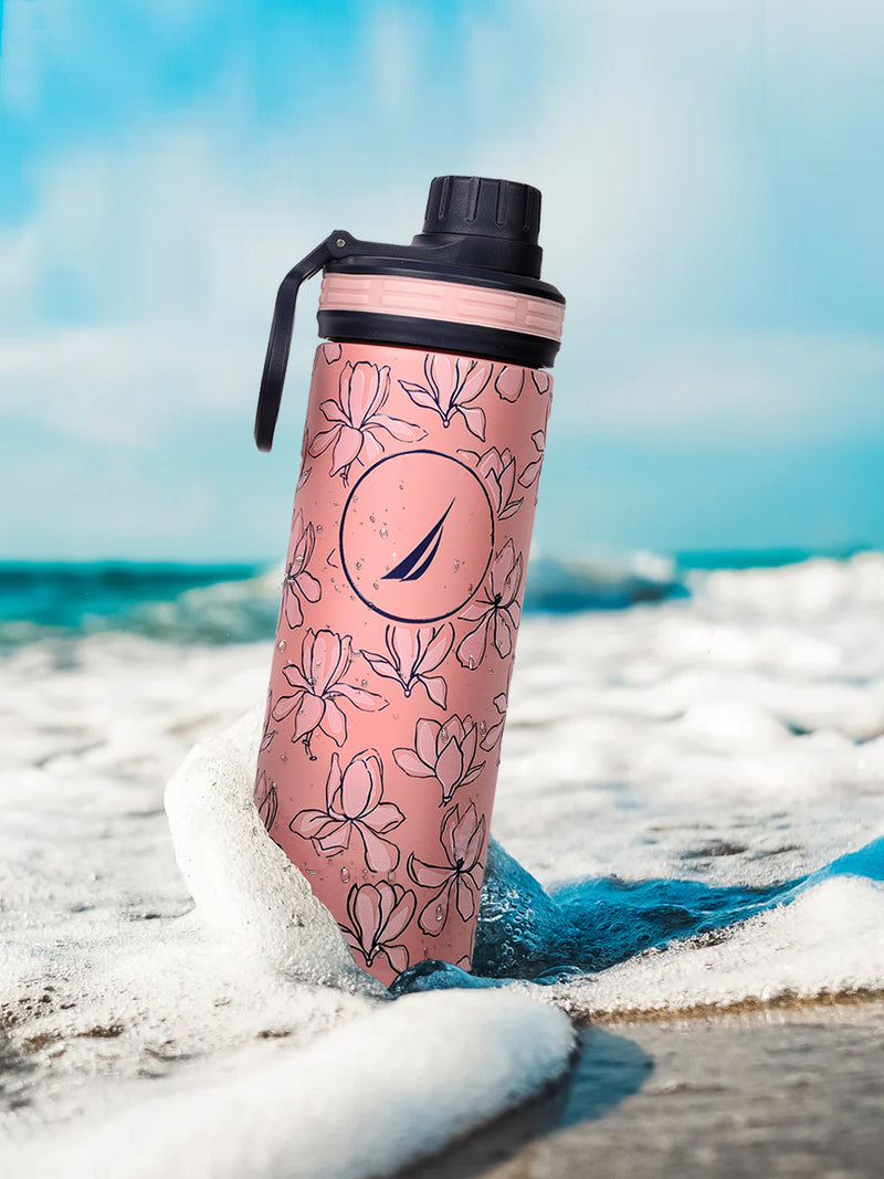 Stylish Triple-Layer Bottle: 24-Hour Insulated Thermos/Flask For Fitness And Sports <small> (texas prtd-b.pink/navy)</small>