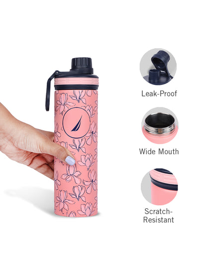 Stylish Triple-Layer Bottle: 24-Hour Insulated Thermos/Flask For Fitness And Sports <small> (texas prtd-b.pink/navy)</small>