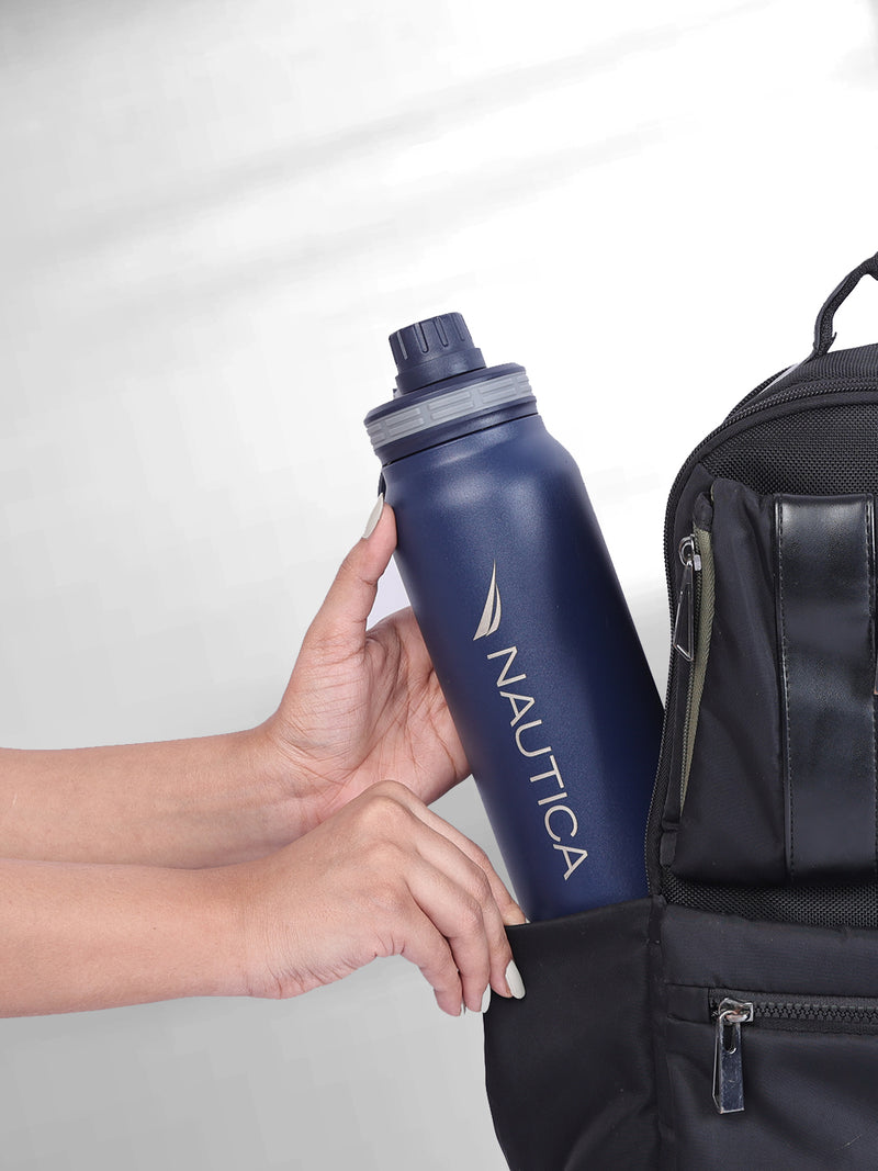 Stylish Triple-Layer Bottle: 24-Hour Insulated Thermos/Flask For Fitness And Sports <small> (austin solid-denimblue)</small>