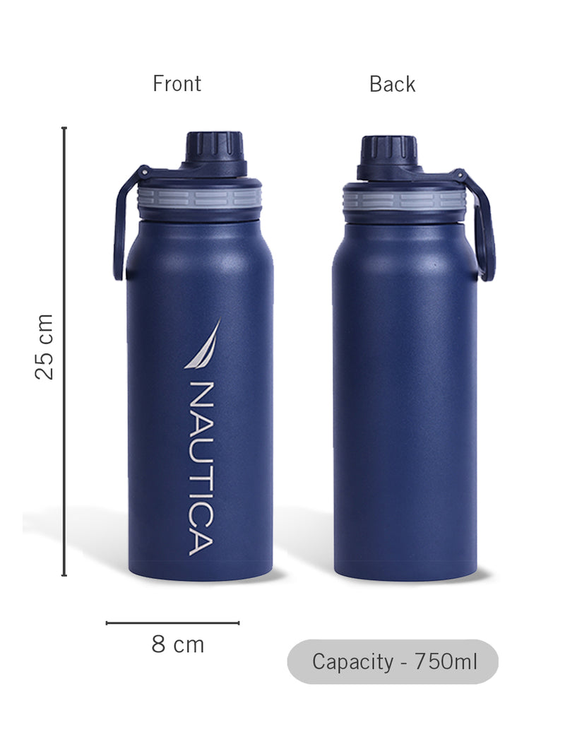 Stylish Triple-Layer Bottle: 24-Hour Insulated Thermos/Flask For Fitness And Sports <small> (austin solid-denimblue)</small>