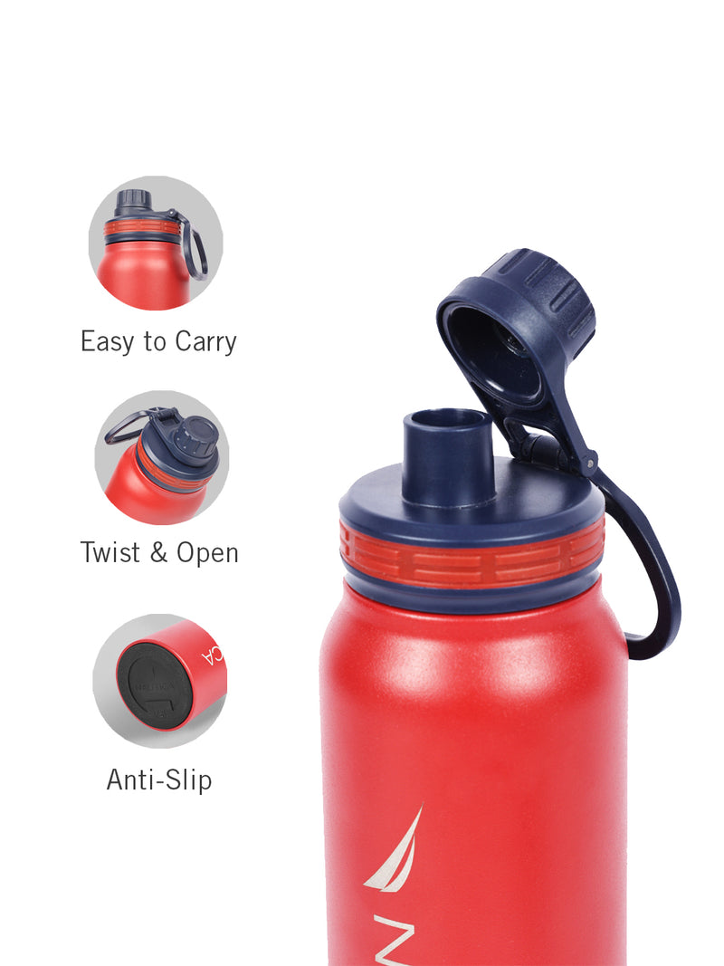 Stylish Triple-Layer Bottle: 24-Hour Insulated Thermos/Flask For Fitness And Sports <small> (austin solid-darkred)</small>