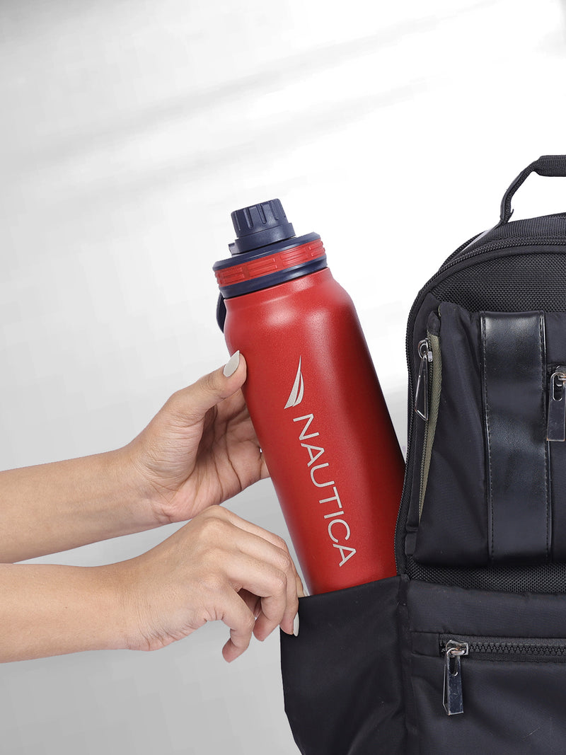 Stylish Triple-Layer Bottle: 24-Hour Insulated Thermos/Flask For Fitness And Sports <small> (austin solid-darkred)</small>