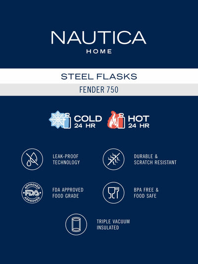 Stylish Triple-Layer Bottle: 24-Hour Insulated Thermos/Flask For Fitness And Sports <small> (austin prtd-navy/orange)</small>