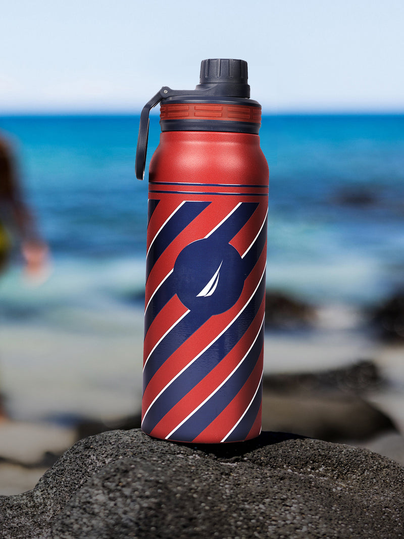 Stylish Triple-Layer Bottle: 24-Hour Insulated Thermos/Flask For Fitness And Sports <small> (austin prtd-red/navy)</small>