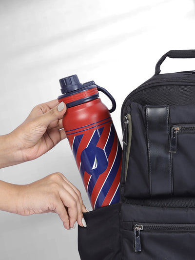 Stylish Triple-Layer Bottle: 24-Hour Insulated Thermos/Flask For Fitness And Sports <small> (austin prtd-red/navy)</small>