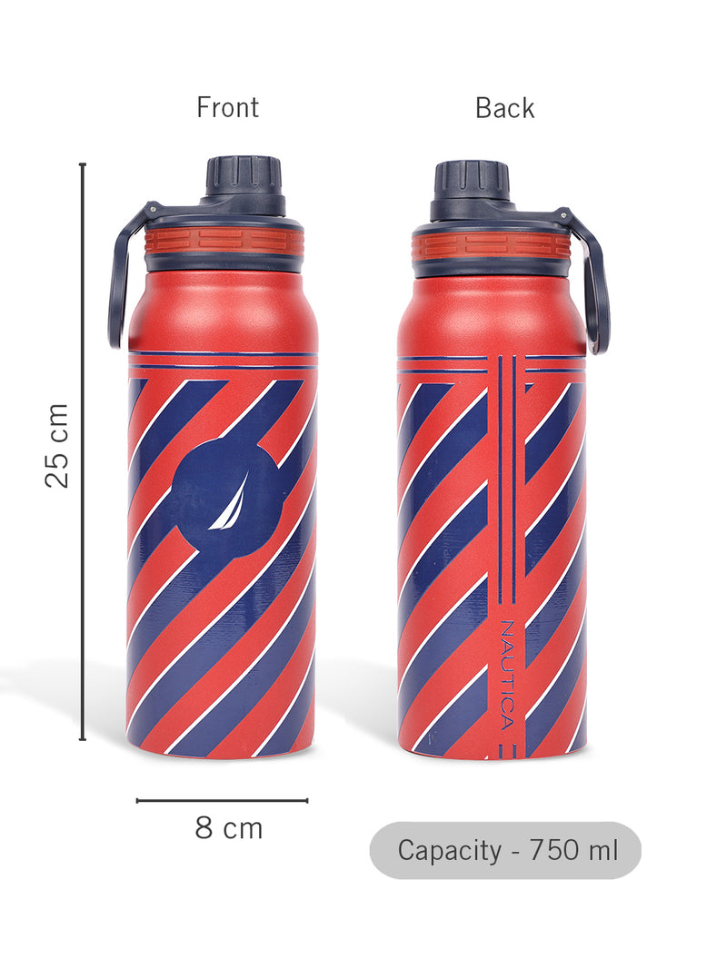 Stylish Triple-Layer Bottle: 24-Hour Insulated Thermos/Flask For Fitness And Sports <small> (austin prtd-red/navy)</small>