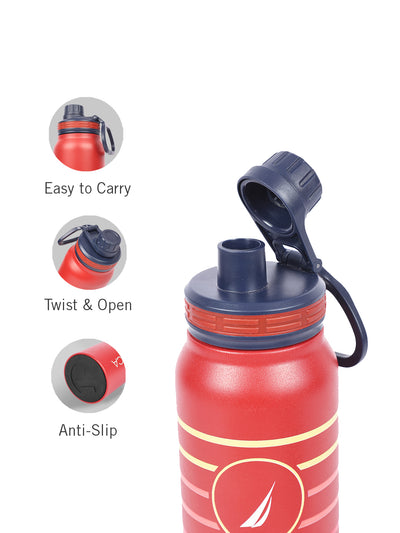 Stylish Triple-Layer Bottle: 24-Hour Insulated Thermos/Flask For Fitness And Sports <small> (austin prtd-red/yellow)</small>