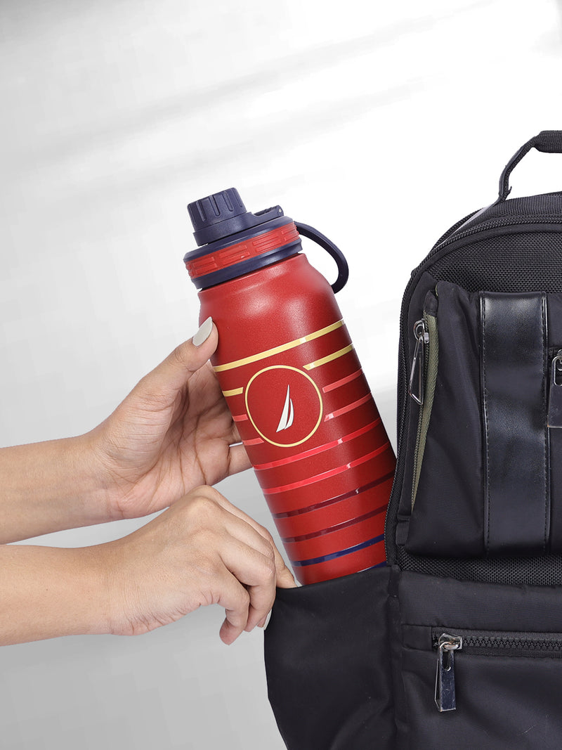 Stylish Triple-Layer Bottle: 24-Hour Insulated Thermos/Flask For Fitness And Sports <small> (austin prtd-red/yellow)</small>