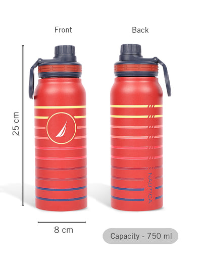 Stylish Triple-Layer Bottle: 24-Hour Insulated Thermos/Flask For Fitness And Sports <small> (austin prtd-red/yellow)</small>