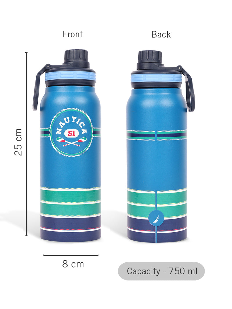 Stylish Triple-Layer Bottle: 24-Hour Insulated Thermos/Flask For Fitness And Sports <small> (austin prtd-blue/green)</small>