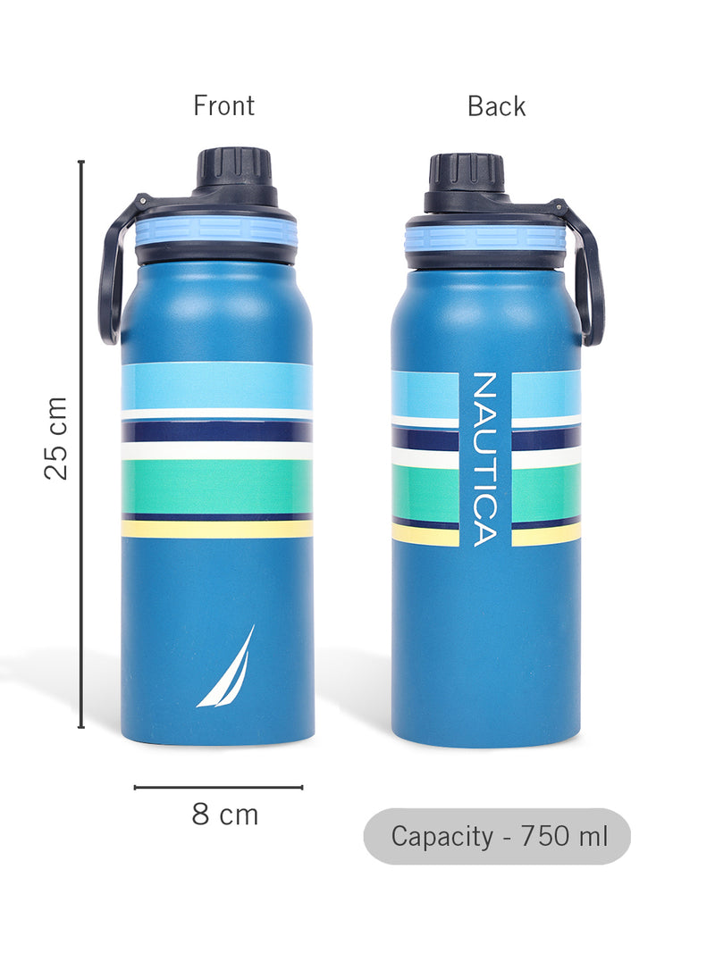 Stylish Triple-Layer Bottle: 24-Hour Insulated Thermos/Flask For Fitness And Sports <small> (austin prtd-blue/yellow)</small>