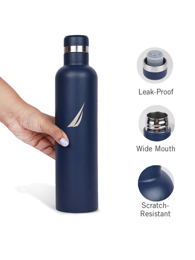 Iconic Leak-Proof Bottle: 24-Hour Hot & Cold Thermos/Flask For Fitness Enthusiasts <small> (oreo big solid-denimblue)</small>