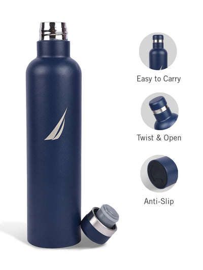 Iconic Leak-Proof Bottle: 24-Hour Hot & Cold Thermos/Flask For Fitness Enthusiasts <small> (oreo big solid-denimblue)</small>