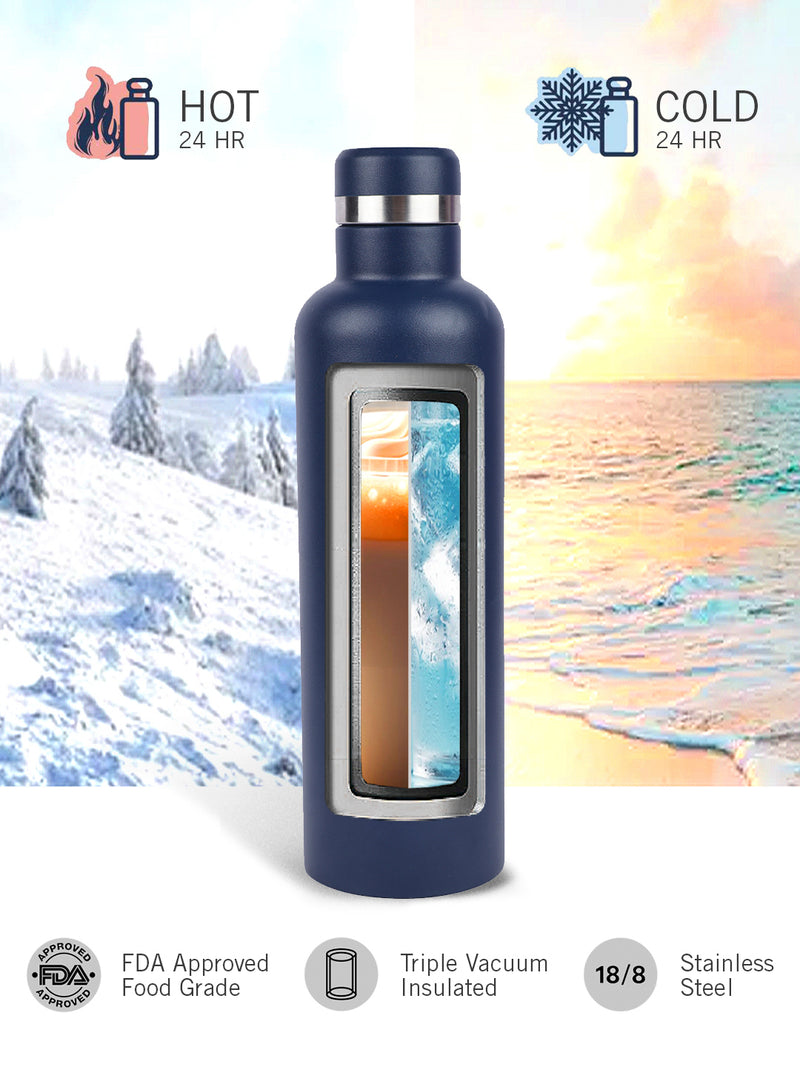 Iconic Leak-Proof Bottle: 24-Hour Hot & Cold Thermos/Flask For Fitness Enthusiasts <small> (oreo big solid-denimblue)</small>