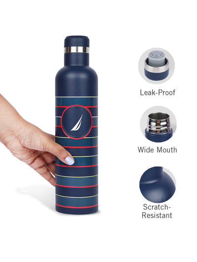 Iconic Leak-Proof Bottle: 24-Hour Hot & Cold Thermos/Flask For Fitness Enthusiasts <small> (oreo big prtd-navy/green)</small>