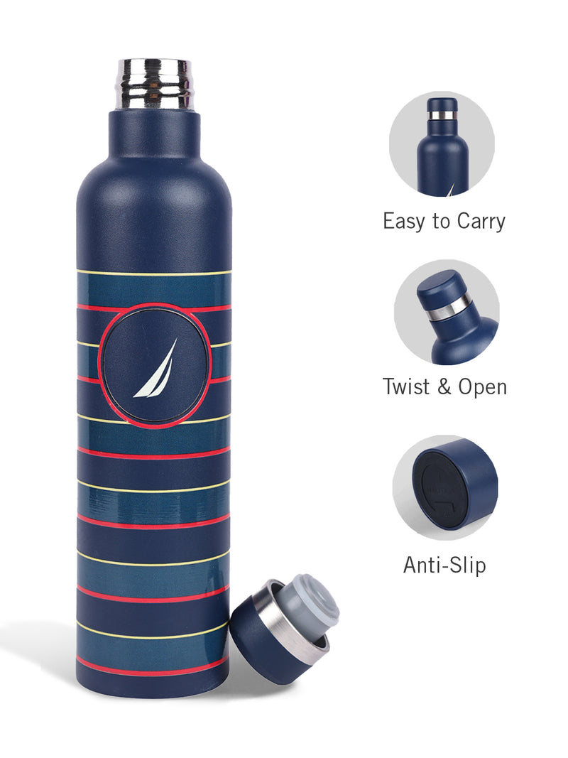 Iconic Leak-Proof Bottle: 24-Hour Hot & Cold Thermos/Flask For Fitness Enthusiasts <small> (oreo big prtd-navy/green)</small>