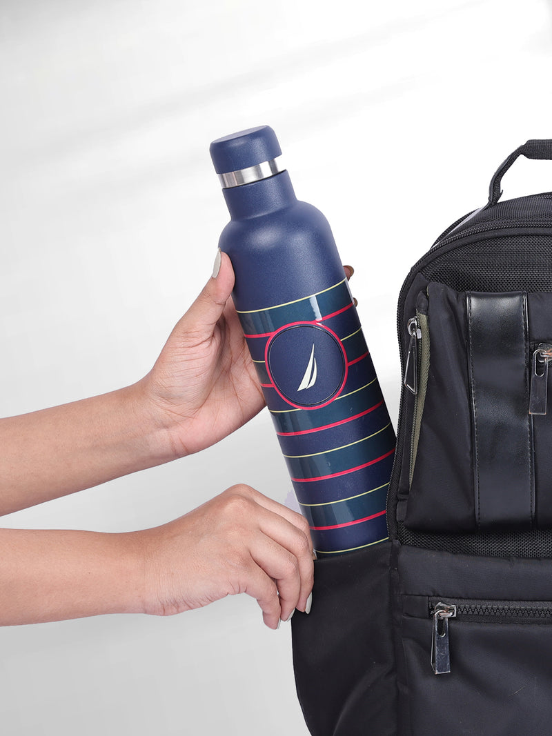 Iconic Leak-Proof Bottle: 24-Hour Hot & Cold Thermos/Flask For Fitness Enthusiasts <small> (oreo big prtd-navy/green)</small>