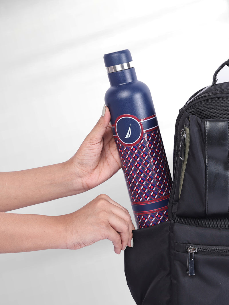 Iconic Leak-Proof Bottle: 24-Hour Hot & Cold Thermos/Flask For Fitness Enthusiasts <small> (oreo big prtd-navy/red)</small>