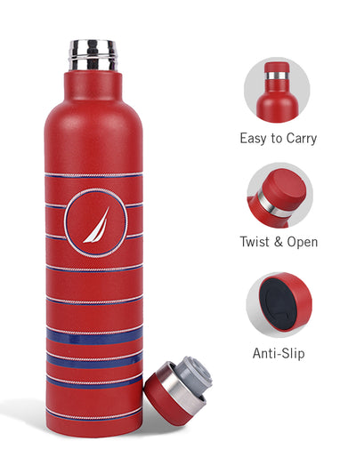 Iconic Leak-Proof Bottle: 24-Hour Hot & Cold Thermos/Flask For Fitness Enthusiasts <small> (oreo big prtd-red/navy)</small>