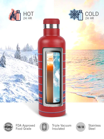Iconic Leak-Proof Bottle: 24-Hour Hot & Cold Thermos/Flask For Fitness Enthusiasts <small> (oreo big prtd-red/navy)</small>