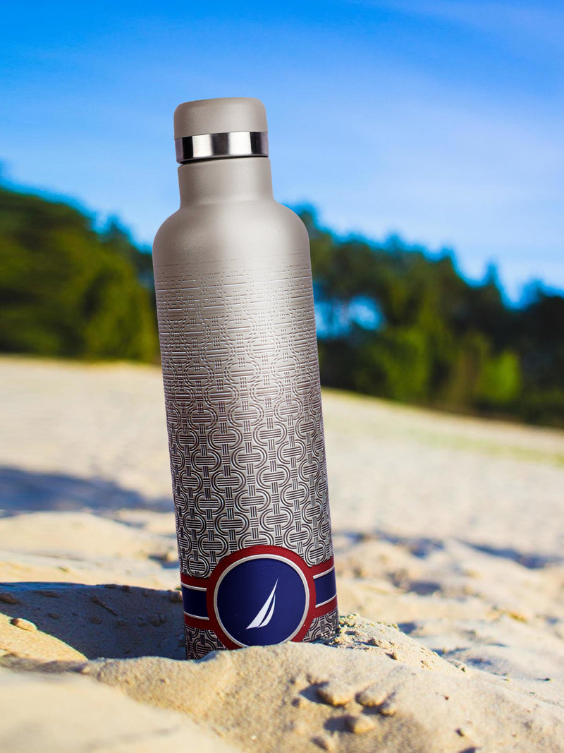 Iconic Leak-Proof Bottle: 24-Hour Hot & Cold Thermos/Flask For Fitness Enthusiasts <small> (oreo big prtd-beige/navy)</small>