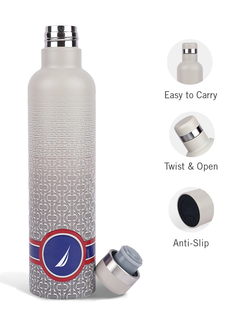 Iconic Leak-Proof Bottle: 24-Hour Hot & Cold Thermos/Flask For Fitness Enthusiasts <small> (oreo big prtd-beige/navy)</small>