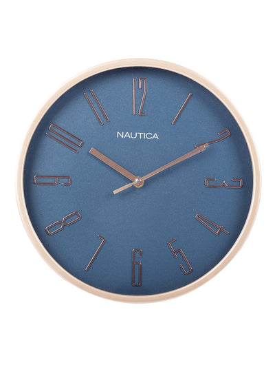 Modern Wall Clock For Latest Stylish Home With Quartz Silent Sweep Technology <small> (solid matt-navy/rosegold)</small>